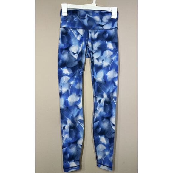 Lululemon Wunder Under Low Rise Tight Full On Luxtreme Blue White Leggings Sz 4 - Picture 1 of 7